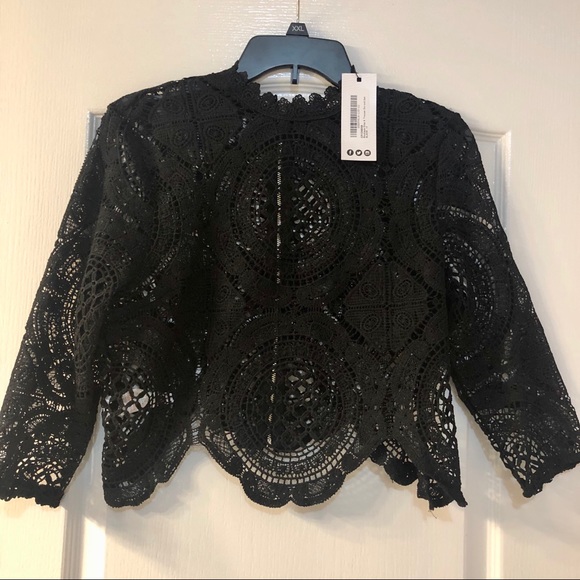 Boohoo Tops - Black crochet crop top